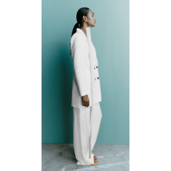 Zara 2 Pc Set Satin Effect Long Blazer & Pants Size XS - Picture 14 of 16